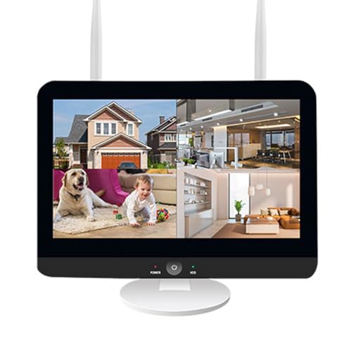 REIGY 10CH WiFi NVR mit 12 Zoll LCD-Monitor (Festplatten Nicht im Lieferumfang enthalten), kamerakompatibel Unterstützt Festplatten bis zu 6TB von REIGY