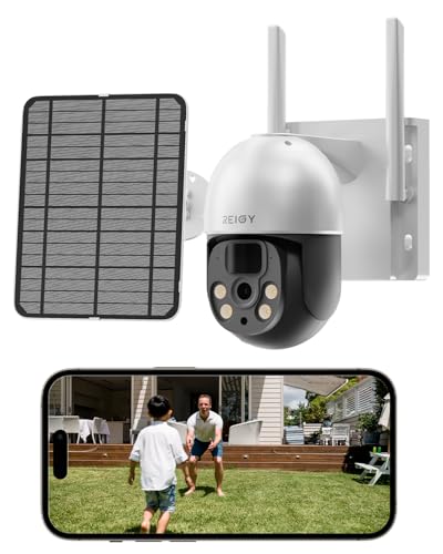 REIGY 2K Überwachungskamera Aussen Akku Solar, Kabellos WLAN Kamera Überwachung Außen 5W Solarpanel, mit Farbige Nachtsicht, PIR-Personenerkennung, 2-Wege-Audio, IP66 Wasserdicht REIGY 2K Überwachungskamera Aussen Akku Solar, Kabellos WLAN Kamera Überwachung Außen 5W Solarpanel, mit Farbige Nachtsicht, PIR-Personenerkennung, 2-Wege-Audio, IP66 Wasserdicht von REIGY