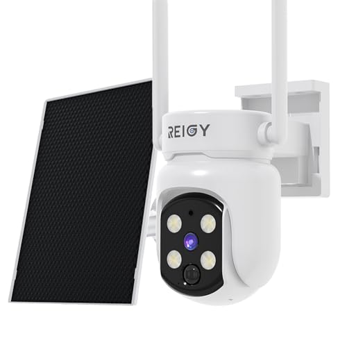 REIGY 4MP WLAN Überwachungskamera Innen/Aussen Akku Solar, 2K Kabellos Kamera Überwachung 360° Außen mit Solarpanel, mit Farbige Nachtsicht, PIR-Personenerkennung, 2-Wege-Audio, 2.4ghz/5ghz REIGY 4MP WLAN Überwachungskamera Innen/Aussen Akku Solar, 2K Kabellos Kamera Überwachung 360° Außen mit Solarpanel, mit Farbige Nachtsicht, PIR-Personenerkennung, 2-Wege-Audio, 2.4ghz/5ghz von REIGY