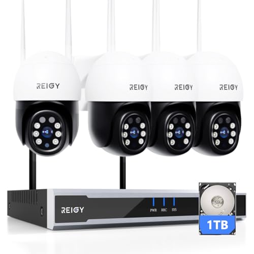 REIGY 5MP WLAN Überwachungskamera Set Aussen mit PT Kamera, Funk NVR Überwachungssystem, Outdoor Camera Kit Drahtlos mit Zwei-Wege-Audio Bewegungserkennung Farbige Nachtsicht REIGY 5MP WLAN Überwachungskamera Set Aussen mit PT Kamera, Funk NVR Überwachungssystem, Outdoor Camera Kit Drahtlos mit Zwei-Wege-Audio Bewegungserkennung Farbige Nachtsicht von REIGY