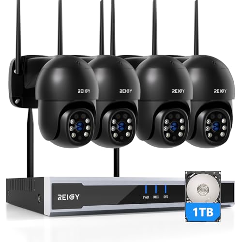REIGY 8MP WLAN Überwachungskamera Aussen Set mit 4xPT Kamera, Funk 16CH NVR Überwachungssystem, Outdoor Camera Kit Vorinstallierte 1TB Festplatte, mit Zwei-Wege-Audio Bewegungserkennung REIGY 8MP WLAN Überwachungskamera Aussen Set mit 4xPT Kamera, Funk 16CH NVR Überwachungssystem, Outdoor Camera Kit Vorinstallierte 1TB Festplatte, mit Zwei-Wege-Audio Bewegungserkennung von REIGY