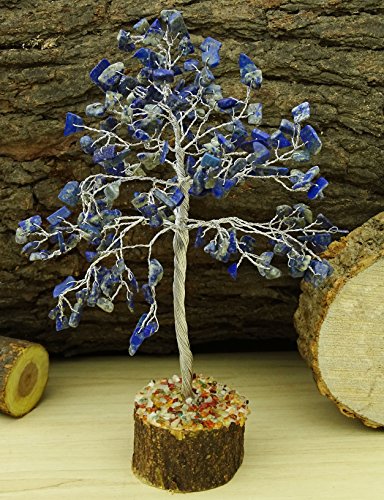 Reikiera Lapislazuli Edelstein Baum Feng Shui Reiki Stein Spiritual Tischdekoration - Silberdraht von REIKIERA By Conchshell