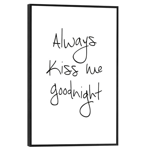 REINDERS Gerahmtes Bild Liebe Lebensmotto - Text - Zitat - Nachtkuss - Slim Frame MDF 20 x 30 cm Schwarz-Weiß Schlafzimmer Black & White von REINDERS