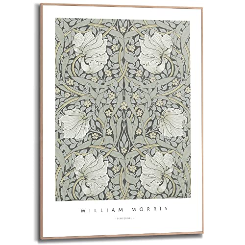 Gerahmtes Bild William Morris Pimpernel - Slim Frame MDF 50 x 70 cm Grün Wohnzimmer Kunst von REINDERS