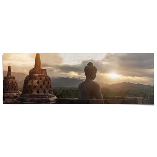 REINDERS Poster Buddha Tempel Borobudur - Papier 158 x 53 cm Braun Schlafzimmer Spiritualität von REINDERS