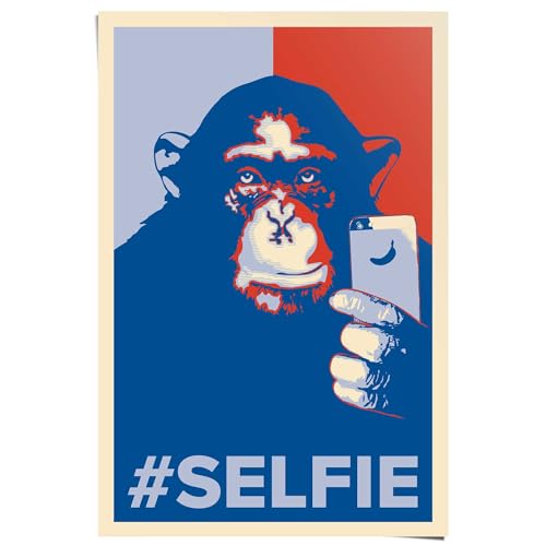 Poster Selfie Affe - Papier 61 x 91.5 cm Blau Schlafzimmer Kunst von REINDERS
