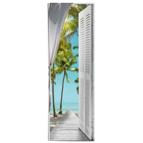 REINDERS Poster Tropische Ansicht Sonne - Meer - Strand - Urlaub - Papier 53 x 158 cm Blau Man Cave Strand von REINDERS