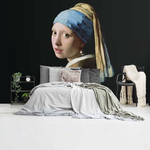 REINDERS Fototapete, Vermeer Mädchen mit dem Perlenohrring, Wohnzimmer, Bilder, Wanddeko, Room Decor, 130 gr. matt Vlies, Schwarz, 260x384cm von REINDERS