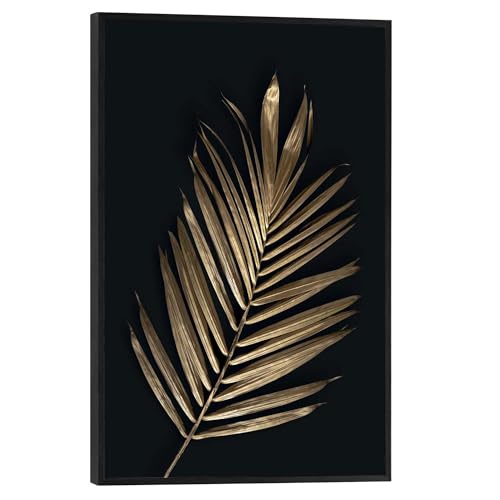 REINDERS Gerahmtes Bild Areca Palmenblatt Gold Abstrakt - Schwarz - Slim Frame MDF 20 x 30 cm Gold Wohnzimmer Abstrakt von REINDERS