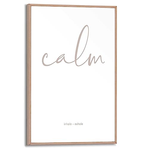 REINDERS Gerahmtes Bild Calm Einatmen - Ausatmen - Slim Frame MDF 20 x 30 cm Beige Schlafzimmer Sprüche von REINDERS