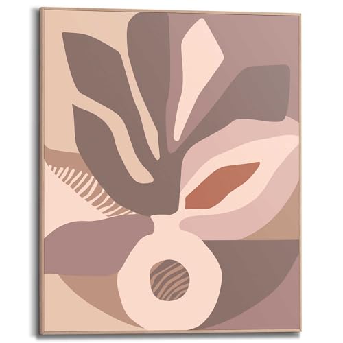 REINDERS Gerahmtes Bild Earth Abstract Formen - Vase - Blatt - Blumen - Slim Frame MDF 40 x 50 cm Braun Man Cave Abstrakt von REINDERS