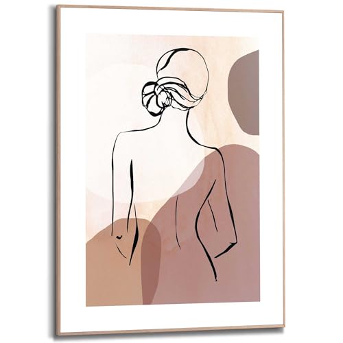 REINDERS Gerahmtes Bild Frau Stiftzeichnung - Abstrakt - Rücken - Slim Frame MDF 50 x 70 cm Braun Schlafzimmer Line Art von REINDERS