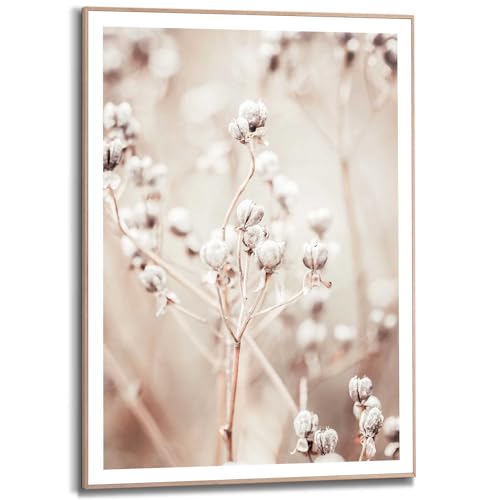 REINDERS Gerahmtes Bild Getrockneter Zweig Botanisch - Natur - Pflanze - Flora - Slim Frame MDF 50 x 70 cm Khaki Wohnzimmer Blumen und Pflanzen von REINDERS