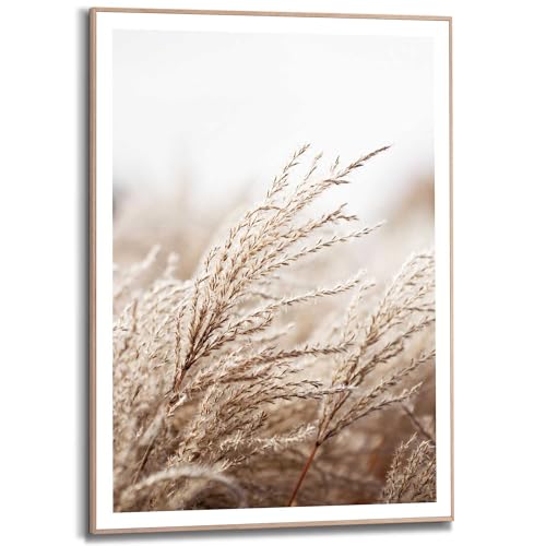 REINDERS Gerahmtes Bild Gras Strand - Meer - Dünen - Slim Frame MDF 50 x 70 cm Khaki Wohnzimmer Beach Nature von REINDERS