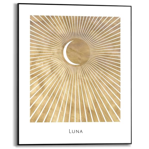 REINDERS Gerahmtes Bild Mond Strahlen - Luna - Slim Frame MDF 40 x 50 cm Gold Schlafzimmer Abstrakt von REINDERS