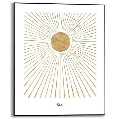 REINDERS Gerahmtes Bild Sonne Strahlen - Sol - Slim Frame MDF 40 x 50 cm Gold Schlafzimmer Abstrakt von REINDERS