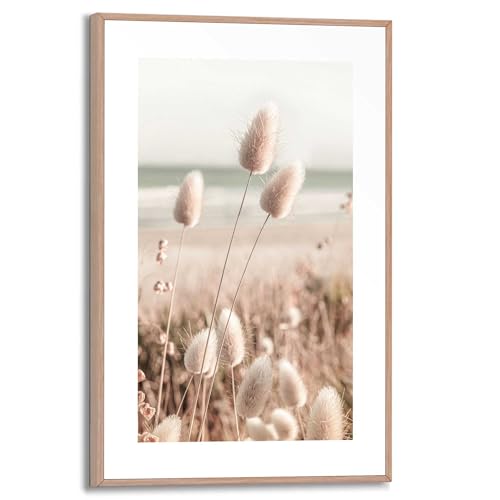 REINDERS Gerahmtes Bild Ziergras - Slim Frame MDF 20 x 30 cm Beige Wohnzimmer Blumen und Pflanzen von REINDERS