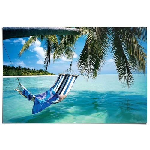 REINDERS Poster, Hängematte am Strand, Schlafzimmer, Poster, Wanddeko, Room Decor, 150 gr. glänzend Bilderdruckpapier, Blau, 61x91,5cm REINDERS Poster, Hängematte am Strand, Schlafzimmer, Poster, Wanddeko, Room Decor, 150 gr. glänzend Bilderdruckpapier, Blau, 61x91,5cm von REINDERS
