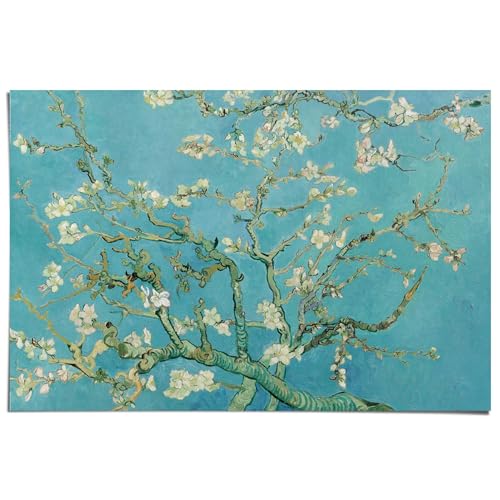 REINDERS Poster, Van Gogh Mandelblüte, Wohnzimmer, Poster, Wanddeko, Room Decor, 150 gr. glänzend Bilderdruckpapier, Blau, 61x91,5cm von REINDERS