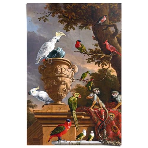 REINDERS Poster, d'Hondecoeter De Menagerie, Wohnzimmer, Poster, Wanddeko, Room Decor, 150 gr. glänzend Bilderdruckpapier, Mehrfarbig, 91,5x61cm von REINDERS