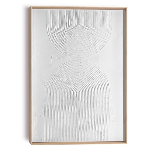 REINDERS Wandbild Bögen Geprägt - Minimalistisch - Skandinavischer Look - Gipsstruktur - Betonoptik - Reliefbild Holz,Pflaster 50 x 70 cm Weiß Wohnzimmer Abstrakt von REINDERS