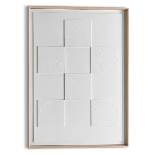 REINDERS Wandbild Quadratisch Geprägt - Minimalistisch - Skandinavischer Look - Reliefbild Holz,Pflaster 50 x 70 cm Weiß Wohnzimmer Abstrakt von REINDERS