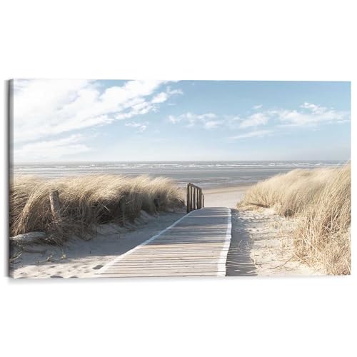 REINDERS Wandbild Weg durch die Dünen Strandbilder - Ostsee - Sonne - Urlaub - Deco Block MDF 118 x 70 cm Khaki Wohnzimmer Beach Nature von REINDERS