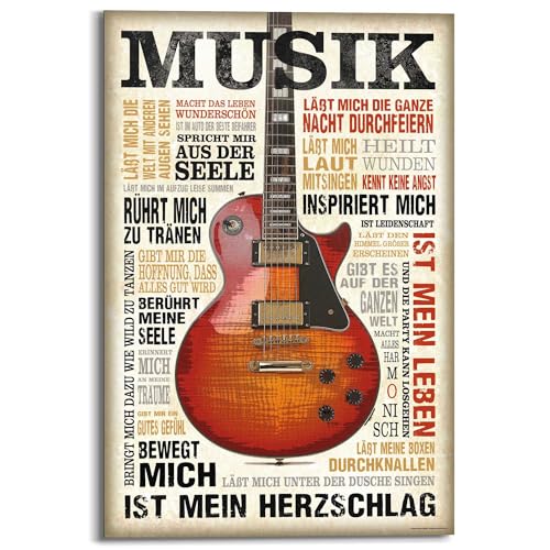 REINDERS Wanddeko Küche Bild Musik ist Leidenschaft 60x90 Braun Holz von REINDERS