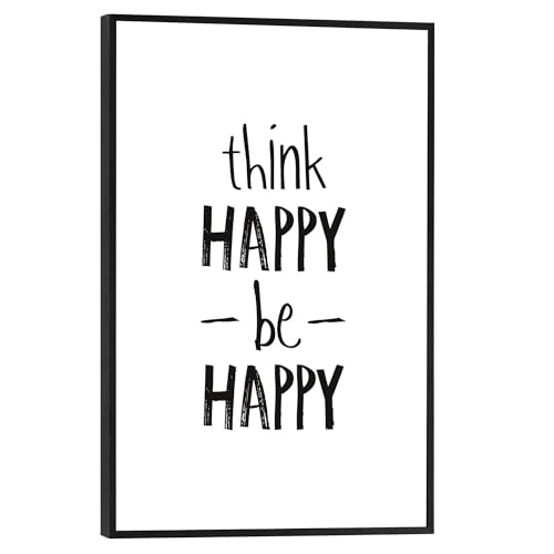 REINDERS Think happy, be happy Englischer Text Gerahmtes Bild - MDF - 20 x 30 cm - Weiß von REINDERS