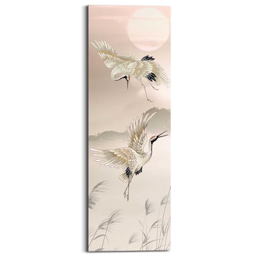 Wandbild Kraniche Japan - Rotkappe - Tsuru - Kunst - Deco Panel MDF 30 x 90 cm Khaki Wohnzimmer Kunst von REINDERS