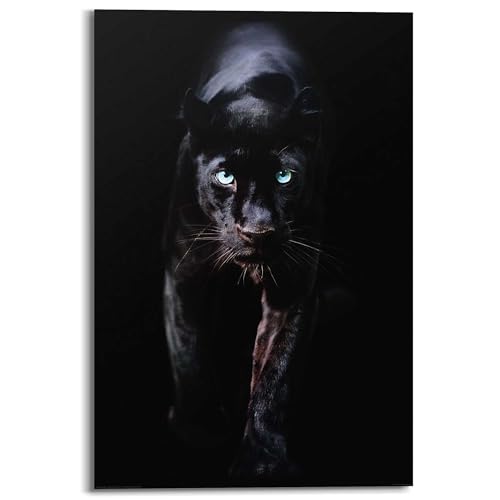 REINDERS Wandbild Schwarzer Panther - Deco Panel Holz 60 x 90 cm Schwarz Wohnzimmer Tiere von REINDERS