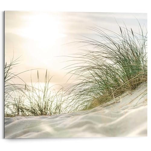 Wandbild Sonnenuntergang im Meer Strand - Sonne - Winkend Seegras - Ruhe - Deco Panel MDF 50 x 40 cm Khaki Wohnzimmer Landschaften von REINDERS