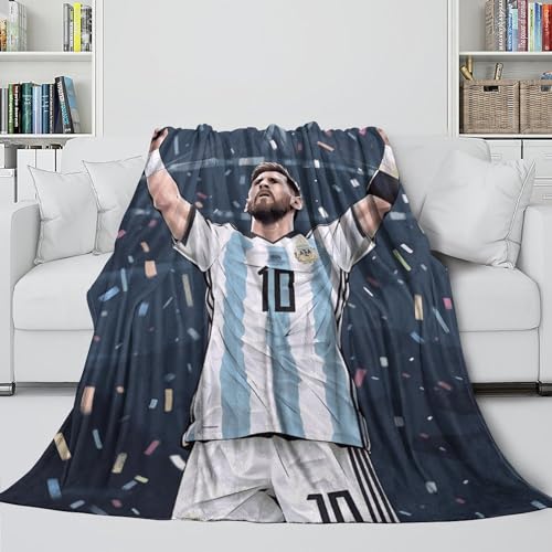 Messi 3D Gedruckte Decke - Fußball Waschbar Flanell Decke Für Kinder Jugendliche Erwachsene - Sofa Bett Büro Reisen Camping Dekor - Weihnachten Geburtstag Geschenk(100x130cm) von REIPOL