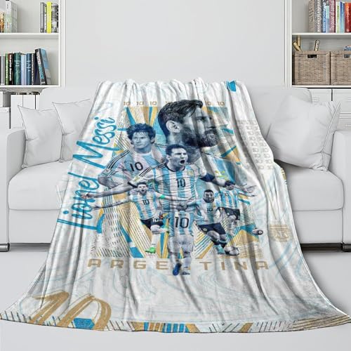 REIPOL Messi Flanell Decke - Fußball Gemütliche Decken Für EIN Schnelles Nickerchen An Einem Faulen Nachmittag - Sofa Bett Krippe Dekor - Geeignet Weihnachten Geburtstag Hochzeit Geschenk(150x200cm) von REIPOL