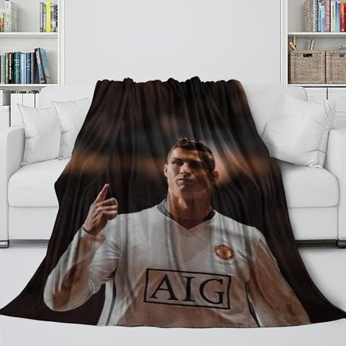 Ronaldo Gemütliche Decke - Fußball Waschbare Decke Für Kinder Jugendliche Erwachsene - Sofa Bett Büro Krippe Reisen Camping Dekor - Geeignet Weihnachten Geburtstag Hochzeit Geschenk(127x152cm) von REIPOL