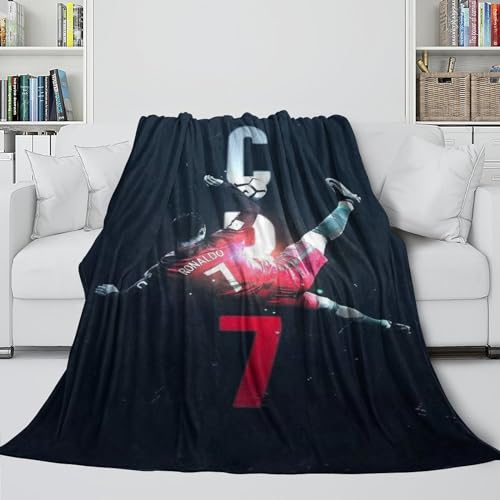 Ronaldo Warme Decke - Fußball Hautfreundlich Decke Wie Eine Umarmung in Einer Decke - Sofa Bett Krippe Bodenkissen - Geschenk Für Kinder Enkelkinder - Weihnachten Geburtstag Geschenk(127x152cm) von REIPOL