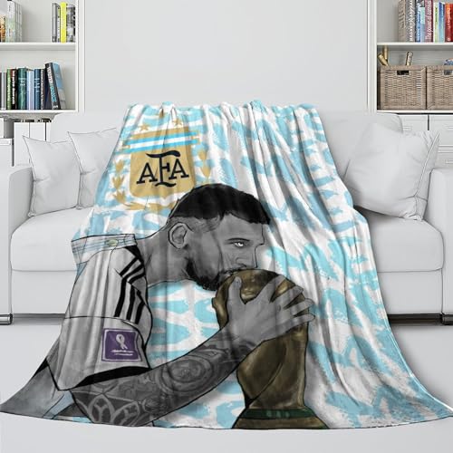 Messi Flanell Decke - Weiche Warme Decke Zum Einkuscheln Beim Filmgucken - Fußball Decke Für Verschiedene Verwendungszwecke Im Haushalt - Sofa Bett Krippe Dekor(100x130cm) von REIPOL