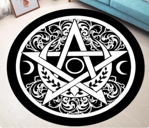 Pentagramme Teppich Home Decor Personalisierter Teppich Rund Satan Matte Schwarz Schlafzimmer Teppich Stuhlmatten 100cm von REIPOL