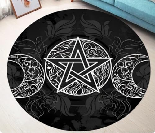 Pentagramme Teppich Home Decor Personalisierter Teppich Rund Satan Matte Schwarz Schlafzimmer Teppich Stuhlmatten 160cm von REIPOL