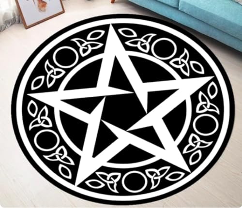 Pentagramme Teppich Home Decor Personalisierter Teppich Rund Satan Matte Schwarz Schlafzimmer Teppich Stuhlmatten 60cm von REIPOL