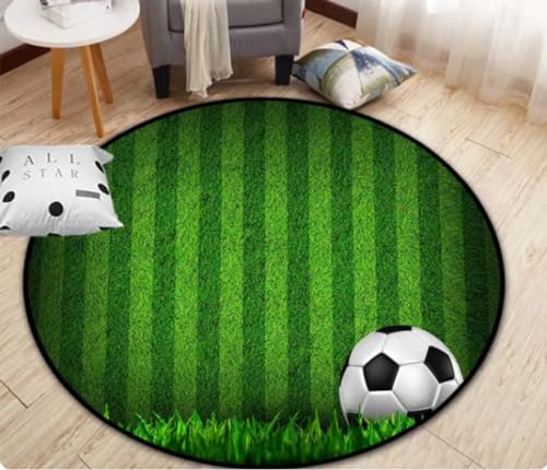 REIPOL Fußball-Bilder-Teppich, Cartoon-Fußball-Wohnzimmerdekoration, runder Teppich, Stuhlmatte, Eingangsmatte 160cm von REIPOL