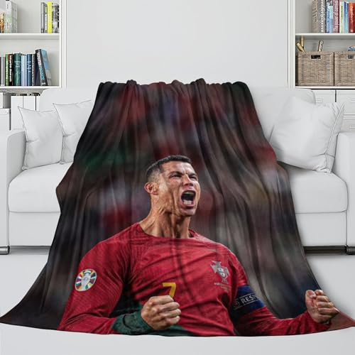 REIPOL Ronaldo Flanell Decke - Fußball Kuschelige Decke Für Bett Sofa Büro Dekor - Geeignet Für Kinder Erwachsene Zu Verwenden - Weihnachten Geburtstag Hochzeit Geschenk(100x130cm) von REIPOL