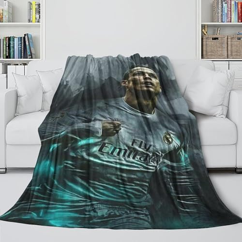 REIPOL Ronaldo Flanell Decke - Fußball Kuschelige Decke Für Bett Sofa Büro Dekor - Geeignet Für Kinder Erwachsene Zu Verwenden - Weihnachten Geburtstag Hochzeit Geschenk(127x152cm) von REIPOL