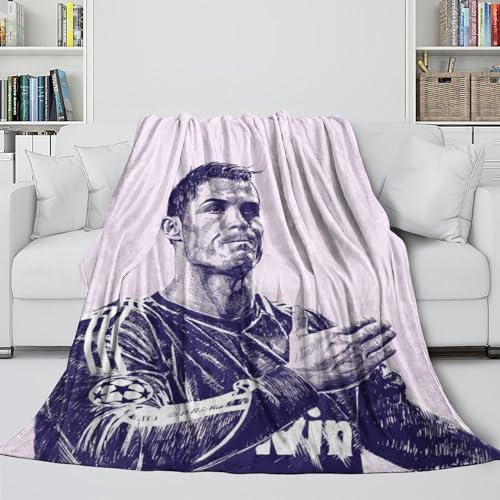 REIPOL Ronaldo Flanell Decke - Fußball Weiche Plüsch Decke Wie Eine Umarmung in Einer Decke - Sofa Bett Krippe Dekor - Kinder Jugendliche Erwachsene - Geschenk Für Sich Selbst(150x200cm) von REIPOL