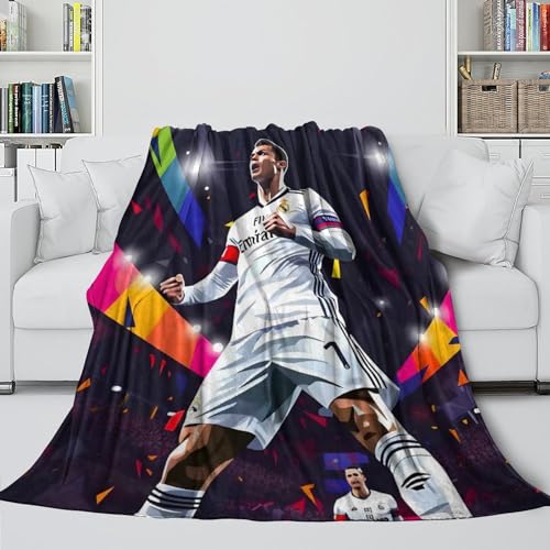 REIPOL Ronaldo Pelzige Decke - Fußball Flanell Decke Für Kinder Jungen Erwachsene - Flauschige Decke Für Sofa Bett Stuhl Krippe Dekor - Geschenkidee Zu Weihnachten Geburtstag(150x200cm) von REIPOL