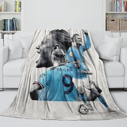 REIPOL Haaland Flauschige Decke - Fußball Waschbare Flanell Decke Für Kinder Jungen Mädchen Jugendliche - Bett Sofa Büro Krippe - Weihnachten Geburtstag Geschenk Idee 60x80inch(150x200cm) von REIPOL