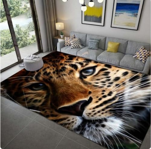 REIPOL Leopard Tierteppich Wohnzimmer Schlafzimmer Badezimmer Küche Fußmatte Türmatte Spiel Rest Teppich 140x200cm von REIPOL