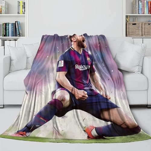Messi Flanell Decke - Fußball Gemütliche Decken Für EIN Schnelles Nickerchen An Einem Faulen Nachmittag - Sofa Bett Krippe Dekor - Geeignet Weihnachten Geburtstag Hochzeit Geschenk(100x130cm) von REIPOL