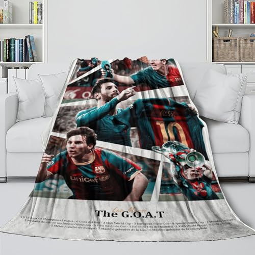 Messi Plüsch Decke - Fußball Anti-Pilling Decke Für Kinder Und Erwachsene - Sofa Bett Krippe Dekor - Geeignet Idee Für Weihnachten Geburtstag Hochzeit Geschenk 60x80inch(150x200cm) von REIPOL