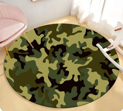 REIPOL Militärische Tarnung runder Teppich Badezimmer rutschfeste Matte Wohnzimmer Fußmatten Schlafzimmer dekorativer Teppich 200cm von REIPOL